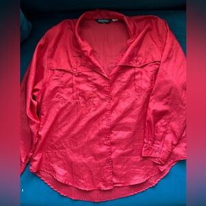 Silky Red Button-Down Shirt